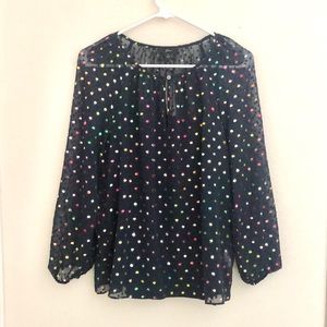 Jcrew Metallic Blouse Multicolor Navy Size S